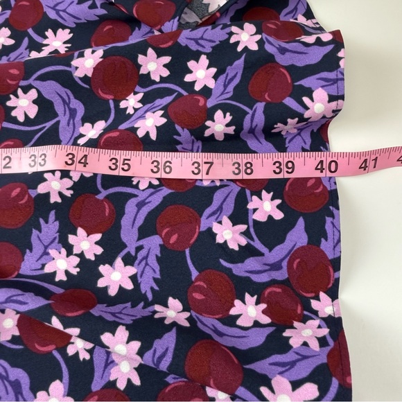 Draper James Roseanna Shift Dress Womens 2X Plum Floral Button Tie Ditsy - Picture 10 of 12